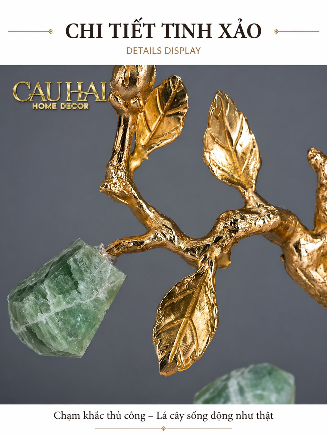 Maison Couture - Tượng Nhân Sâm Bằng Đồng Đá Thạch Anh Xanh - Brasson Aventurine Quartz - Root Of Eternity 9x30x27-CẬU HAI HOME DECOR