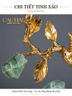 Maison Couture - Tượng Nhân Sâm Bằng Đồng Đá Thạch Anh Xanh - Brasson Aventurine Quartz - Root Of Eternity 9x30x27-CẬU HAI HOME DECOR