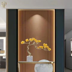 Maison Couture - Tượng Nhánh Cây Bonsai Thân Đồng Đá Pha Lê Vàng Lux Zen "Tree Of Light" 15x55x35-CẬU HAI HOME DECOR