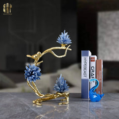 Maison Couture - Tượng Nhánh Cây Cánh Cung Bằng Đồng Đá Thạch Anh Blue Quartz 15x28x36-CẬU HAI HOME DECOR