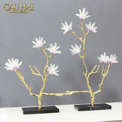 Maison Couture - Tượng Nhánh Cây Đồng Đá Thạch Anh Trắng - Les Fleurs White Quartz 27x50-CẬU HAI HOME DECOR