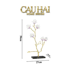 Maison Couture - Tượng Nhánh Cây Đồng Đá Thạch Anh Trắng - Les Fleurs White Quartz 27x50-CẬU HAI HOME DECOR