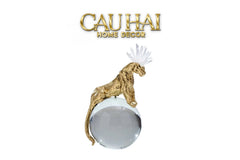 Maison Couture - Tượng Quả Cầu Pha Lê - Báo Đồng Đá Thạch Anh Trắng Regal Quartz Panther Globe 15x30-CẬU HAI HOME DECOR