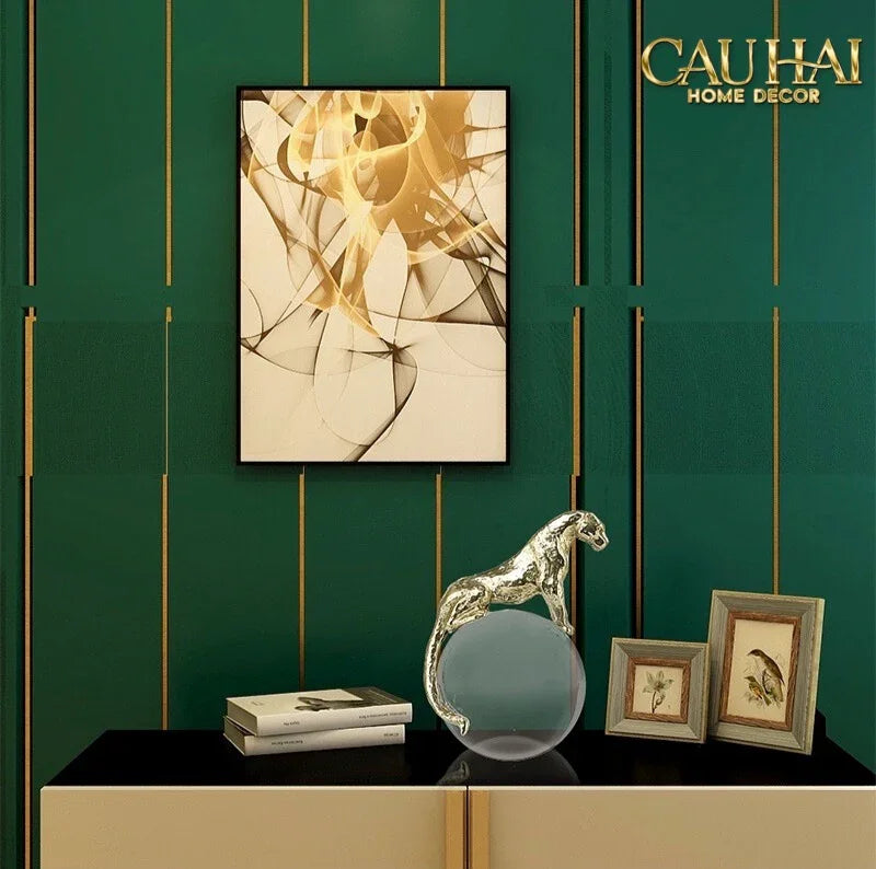 Maison Couture - Tượng Quả Cầu Pha Lê - Tượng Báo Bằng Đồng - Regal Brasson Panther Globe 15x30-CẬU HAI HOME DECOR
