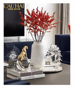 Maison Couture - Tượng Quả Cầu Pha Lê - Tượng Báo Bằng Đồng - Regal Brasson Panther Globe 15x30-CẬU HAI HOME DECOR