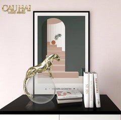 Maison Couture - Tượng Quả Cầu Pha Lê - Tượng Báo Bằng Đồng - Regal Brasson Panther Globe 15x30-CẬU HAI HOME DECOR
