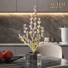 Maison Couture - Tượng San Hô Bằng Đồng Đá Thạch Anh Tím Amethyst Brasson Coral 32x42-CẬU HAI HOME DECOR