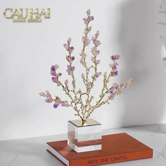 Maison Couture - Tượng San Hô Bằng Đồng Đá Thạch Anh Tím Amethyst Brasson Coral 32x42-CẬU HAI HOME DECOR