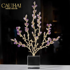 Maison Couture - Tượng San Hô Bằng Đồng Đá Thạch Anh Tím Amethyst Brasson Coral 32x42-CẬU HAI HOME DECOR