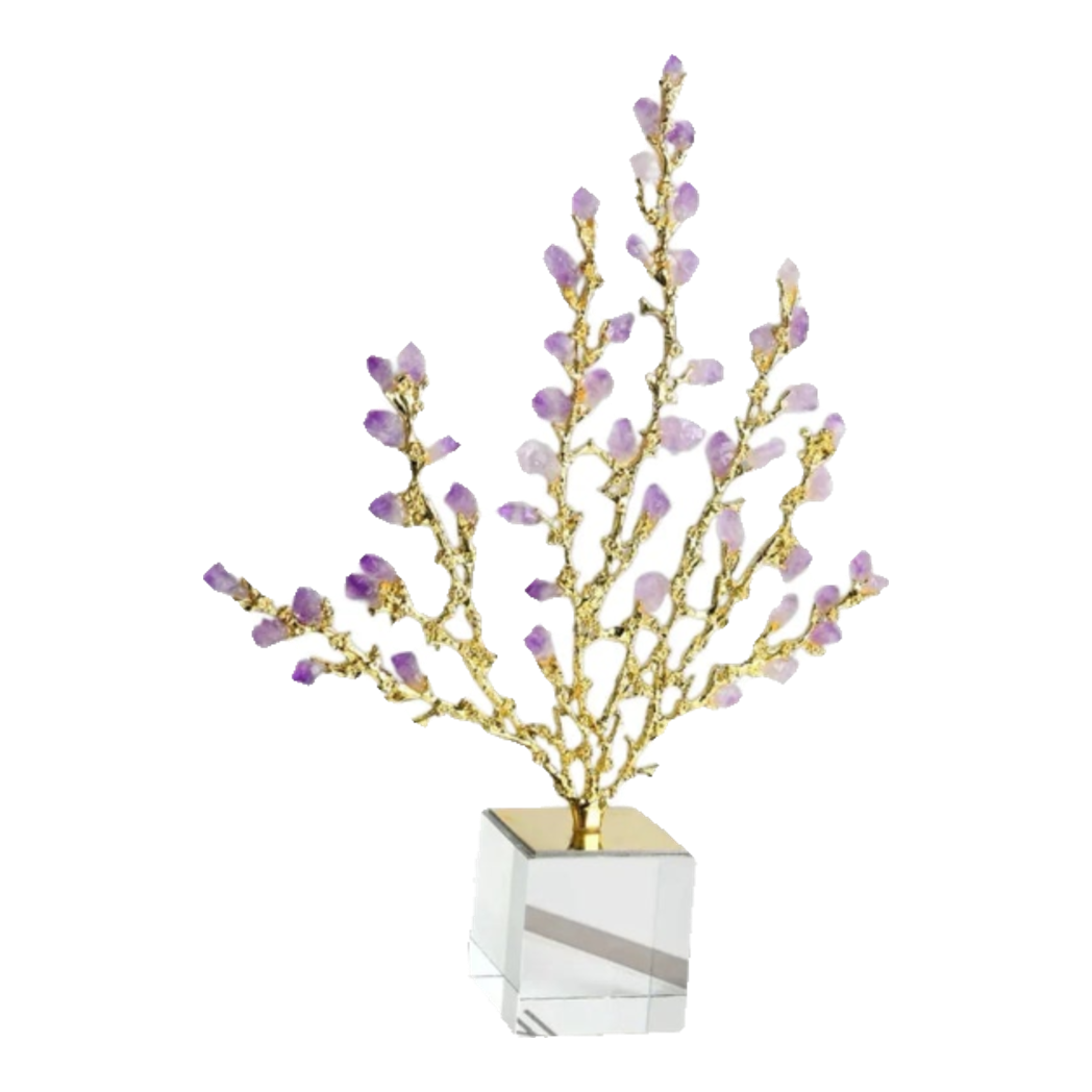 Maison Couture - Tượng San Hô Bằng Đồng Đá Thạch Anh Tím Amethyst Brasson Coral 32x42