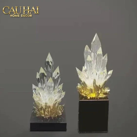 Maison Couture - Tượng Thạch Anh Céleste Crystal Flame - Obsidian Base H30-CẬU HAI HOME DECOR