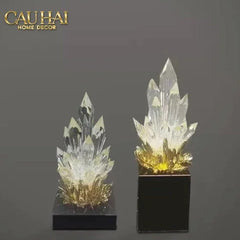 Maison Couture - Tượng Thạch Anh Céleste Crystal Flame - Obsidian Base H30-CẬU HAI HOME DECOR