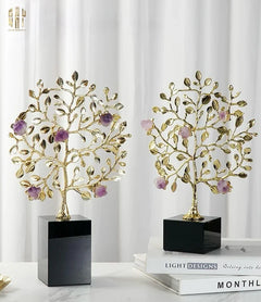 Maison Couture - Tượng Thân Cây Bằng Đồng Đá Thạch Anh Tím Brasson Amethyst Jardin De Vie 20x34-CẬU HAI HOME DECOR