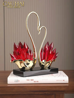 Maison Couture - Tượng Thiên Nga Vĩnh Cửu - Les Cygnes d’Amour Ruby Swan Cristalleries-CẬU HAI HOME DECOR