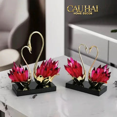 Maison Couture - Tượng Thiên Nga Vĩnh Cửu - Les Cygnes d’Amour Ruby Swan Cristalleries-CẬU HAI HOME DECOR
