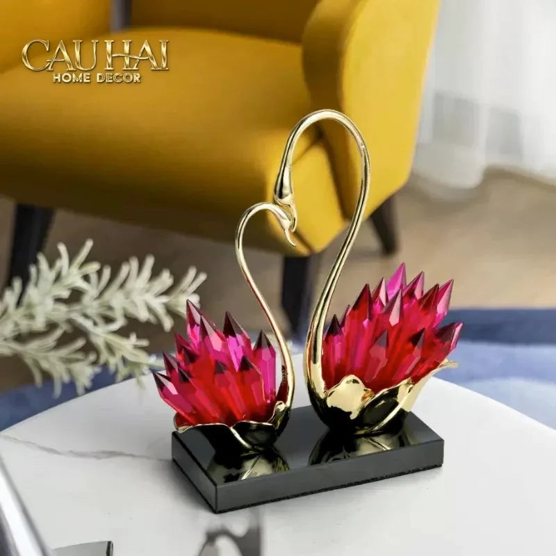 Maison Couture - Tượng Thiên Nga Vĩnh Cửu - Les Cygnes d’Amour Ruby Swan Cristalleries-CẬU HAI HOME DECOR