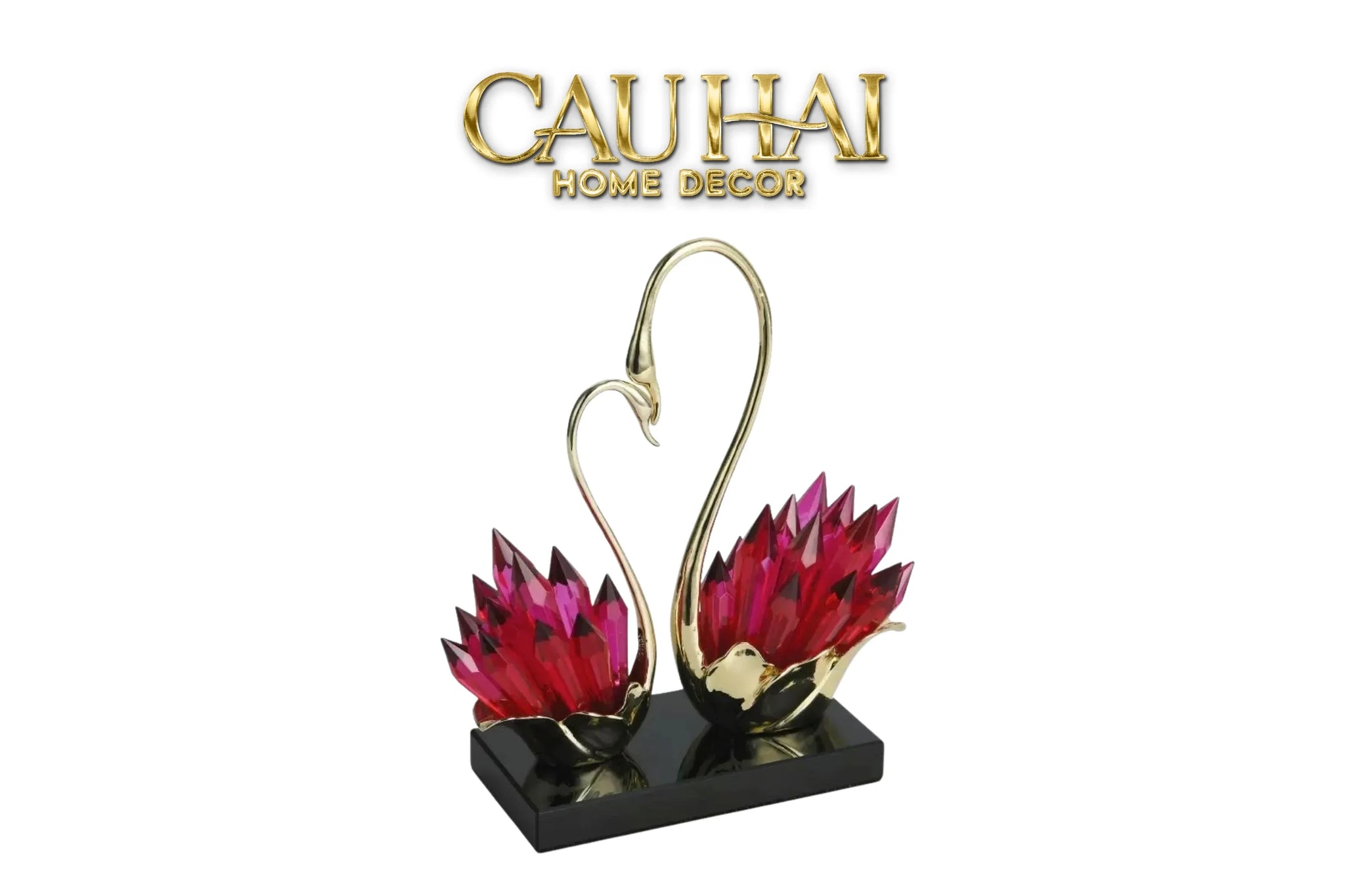 Maison Couture - Tượng Thiên Nga Vĩnh Cửu - Les Cygnes d’Amour Ruby Swan Cristalleries-CẬU HAI HOME DECOR