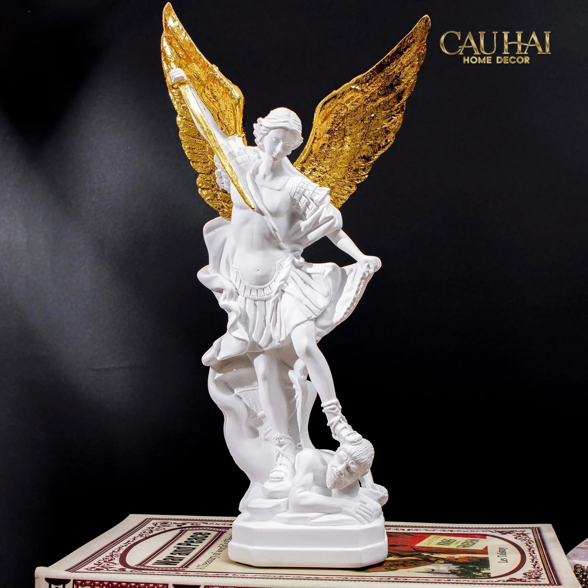 Maison Couture - Tượng Thiên Thần Dát Vàng Gilded Drapery Archangel Sculptures 31x23x86cm-TƯỢNG TRANG TRÍ-CẬU HAI HOME DECOR
