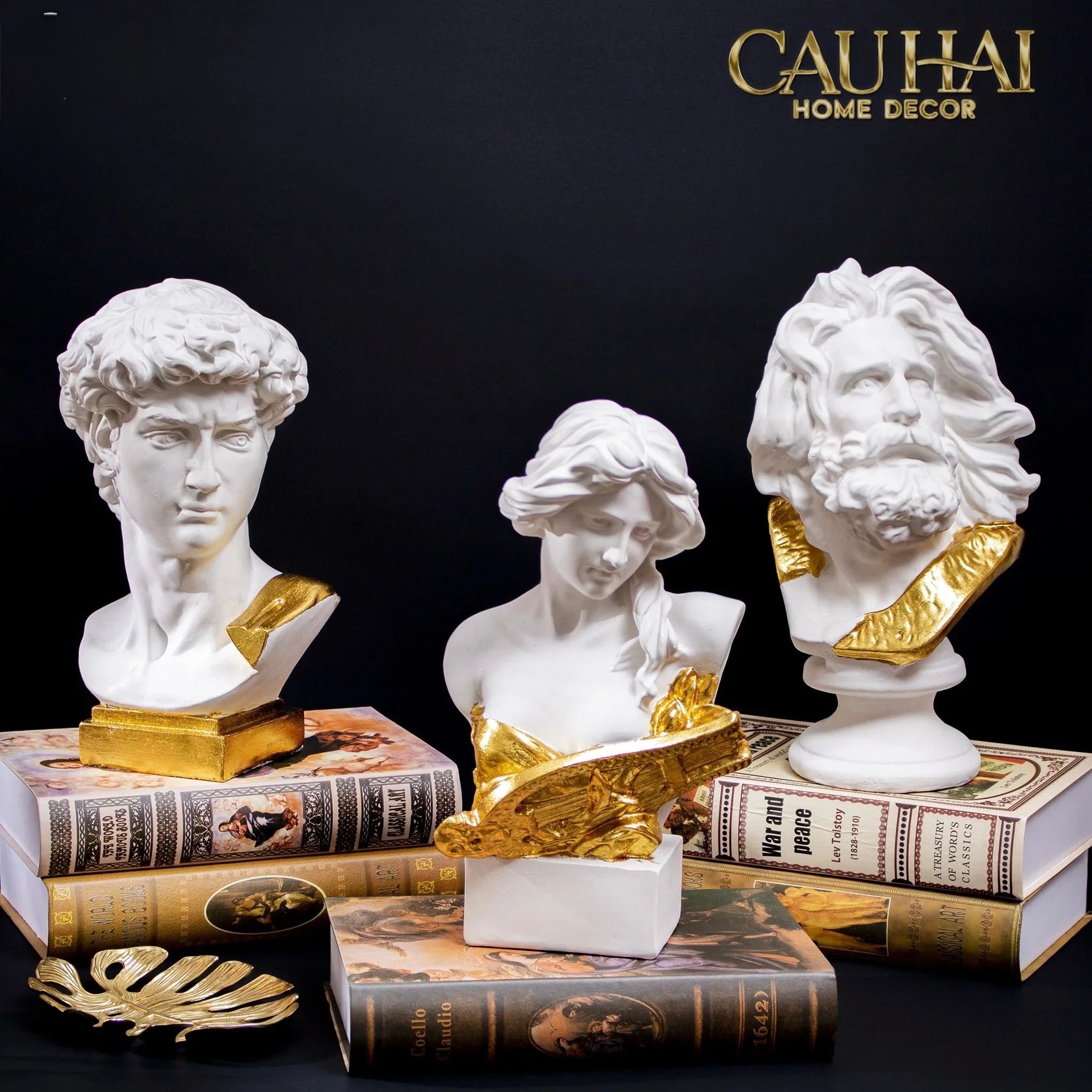 Maison Couture - Tượng Thiên Thần Dát Vàng Gilded Drapery Archangel Sculptures 31x23x86cm-TƯỢNG TRANG TRÍ-CẬU HAI HOME DECOR