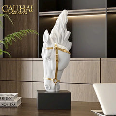 Maison Couture – Tượng Trang Trí Đầu Ngựa Tête de Cheval Atelier Harness Équestre Blanc H28-CẬU HAI HOME DECOR