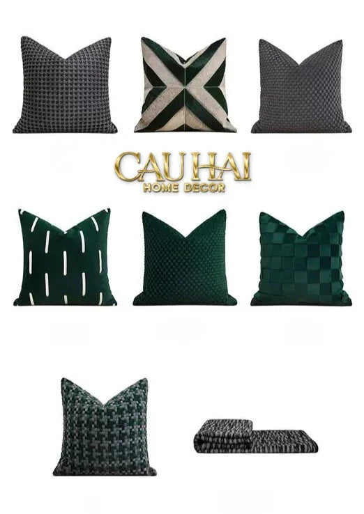 Maison Couture - Vỏ Gối Da Chevron Patchwork 45-CẬU HAI HOME DECOR