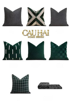 Maison Couture - Vỏ Gối Da Chevron Patchwork 45-CẬU HAI HOME DECOR