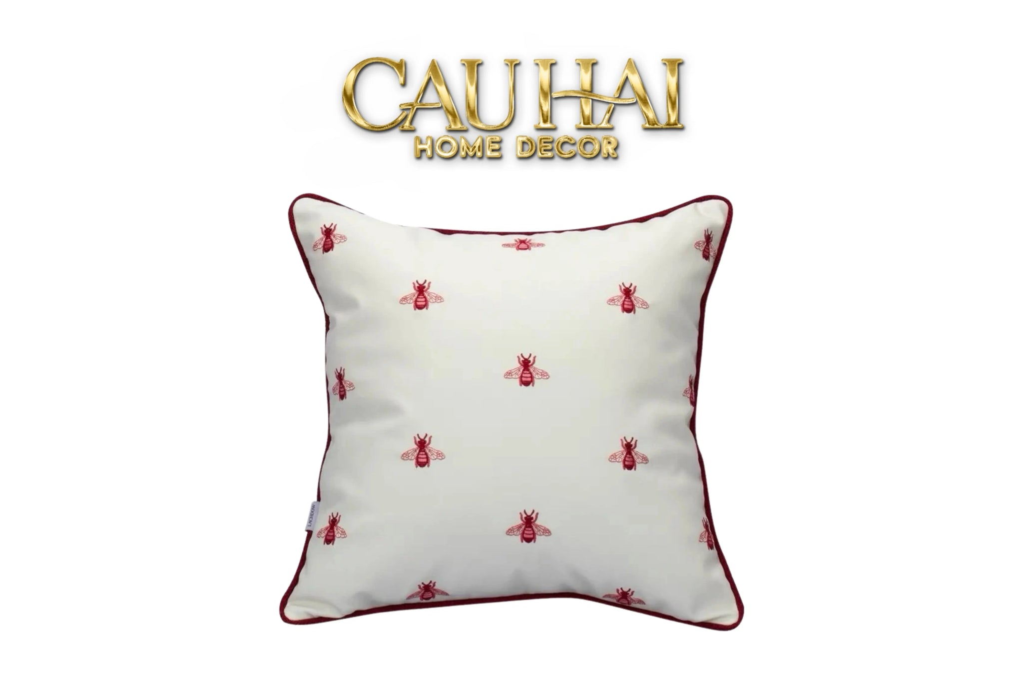 Maison Couture - Vỏ Gối Da Fuchsia Sparkle Bee L’Abeille 45-CẬU HAI HOME DECOR