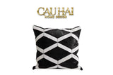 Maison Couture - Vỏ Gối Da Lignes De Losanges En Cuir Noir 50-VỎ GỐI-CẬU HAI HOME DECOR