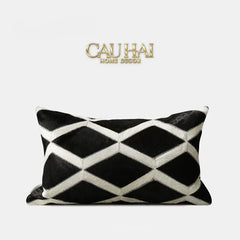 Maison Couture - Vỏ Gối Da Lignes De Losanges En Cuir Noir 50-CẬU HAI HOME DECOR