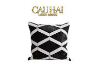 Maison Couture - Vỏ Gối Da Lignes De Losanges En Cuir Noir 50-CẬU HAI HOME DECOR