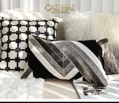 Maison Couture - Vỏ Gối Da Lux Leather Crossline Monochrome 45-CẬU HAI HOME DECOR