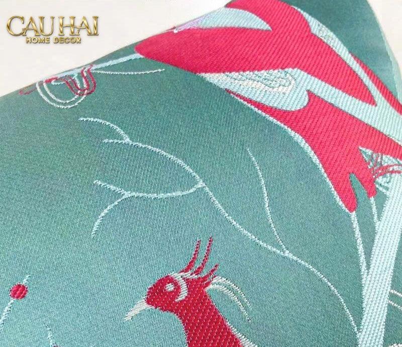 Vỏ Gối Lụa Thêu 3D Hoàng Điểu Tứ Quý - Minh Hoàng 45-VỎ GỐI-CẬU HAI HOME DECOR