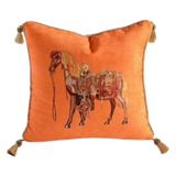 Maison Couture - Vỏ Gối Nhung Chenille Signature Orange Cheval Équestre 45 Corner Tassel - Cậu Hai Home Decor