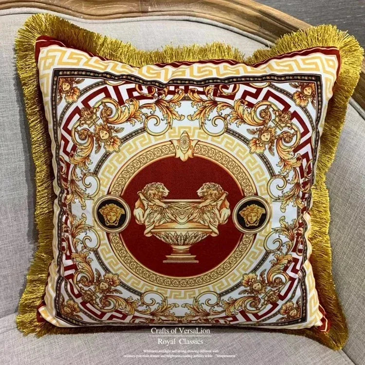 Maison Couture - Vỏ Gối Nhung Chenille Medusa V Class - Crete de Fleur - Vermilion Royale 45-CẬU HAI HOME DECOR