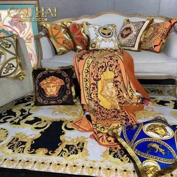 Maison Couture - Vỏ Gối Nhung Chenille Medusa V Class - Crete de Fleur - Vermilion Royale 45-CẬU HAI HOME DECOR