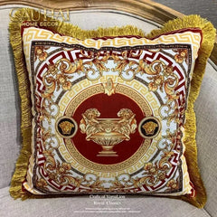 Maison Couture - Vỏ Gối Nhung Chenille V Class Barocco Medusa Haze - Regal Noir Gold 50x50-CẬU HAI HOME DECOR