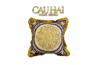 Maison Couture - Vỏ Gối Nhung Chenille V Class Barocco Medusa Haze - Regal Noir Gold 50x50-CẬU HAI HOME DECOR