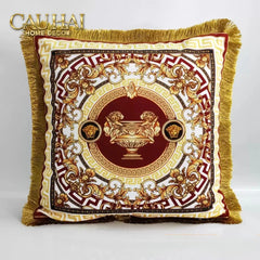 Maison Couture - Vỏ Gối Nhung Chenille V Class Medusa - La Coupe des Dieux - Crimson Rouge 45-CẬU HAI HOME DECOR