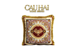 Maison Couture - Vỏ Gối Nhung Chenille V Class Medusa - La Coupe des Dieux - Crimson Rouge 45-CẬU HAI HOME DECOR