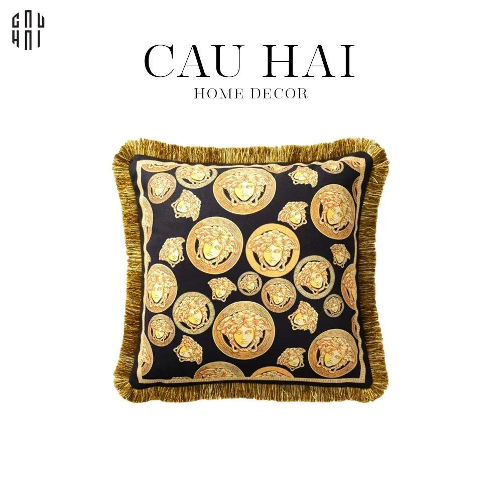 Maison Couture - Vỏ Gối Nhung Chenille V Class Medusa Medallion Coin Amplified 45.-CẬU HAI HOME DECOR