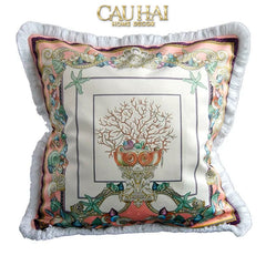 Maison Couture - Vỏ Gối V Class I ♡ Baroque Acanthus Medusa Monogram Cushion 45 Royal Blue-VỎ GỐI SOFA-CẬU HAI HOME DECOR