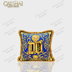 Maison Couture - Vỏ Gối V Class I ♡ Baroque Acanthus Medusa Monogram Cushion 45 Royal Blue-VỎ GỐI SOFA-CẬU HAI HOME DECOR