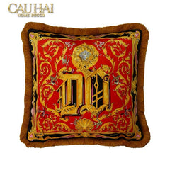 Maison Couture - Vỏ Gối V Class I ♡ Baroque Acanthus Medusa Monogram Cushion 45 Royal Blue-VỎ GỐI SOFA-CẬU HAI HOME DECOR