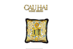 Maison Couture - Vỏ Gối V Class I ♡ Baroque Acanthus Medusa Monogram Cushion 45 Royal Blue-VỎ GỐI SOFA-CẬU HAI HOME DECOR