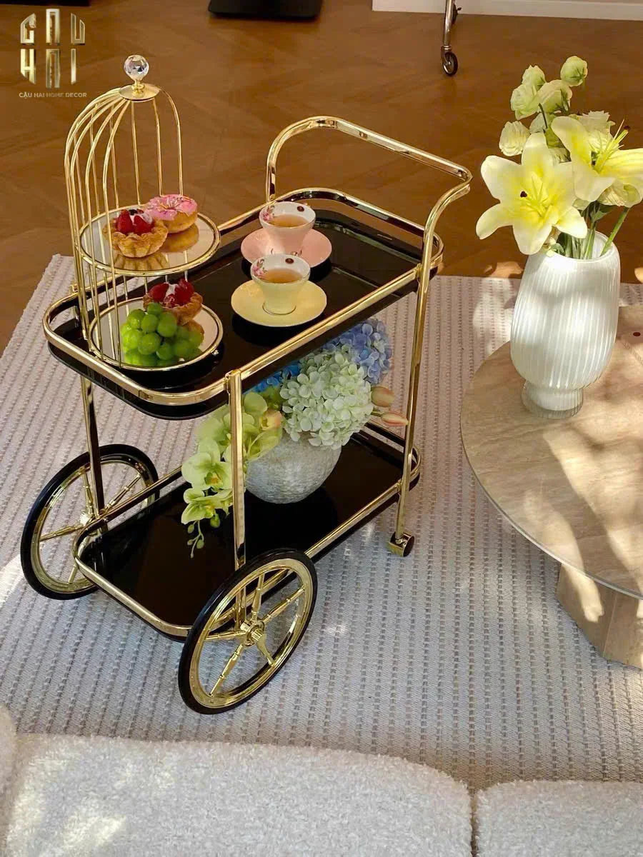 Maison Couture - Xe Đẩy Quầy Bar / Bar Cart Hemingway Trolley - Black Mirror 54x87x85-CẬU HAI HOME DECOR