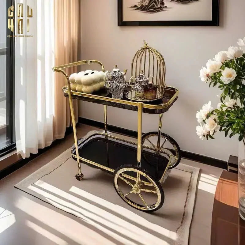 Maison Couture - Xe Đẩy Quầy Bar / Bar Cart Hemingway Trolley - Black Mirror 54x87x85-CẬU HAI HOME DECOR