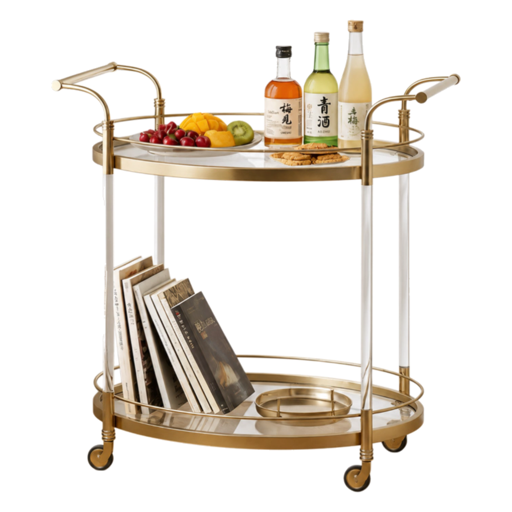 Xe Đẩy Quầy Bar Cart Golden Lucid Acrylic Lumière Stemware - Cậu Hai Home Decor