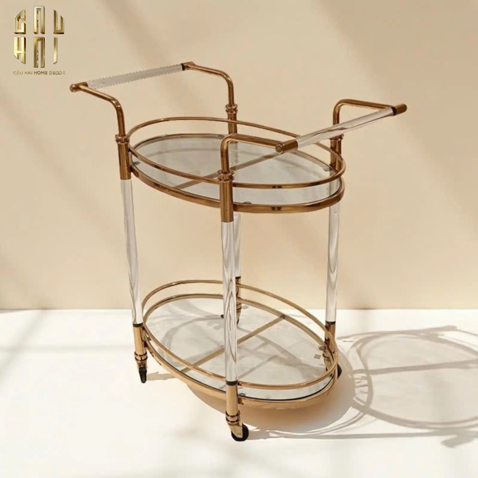Maison Couture - Xe Đẩy Quầy Bar Cart Golden Lucid Acrylic Lumière Stemware-CẬU HAI HOME DECOR