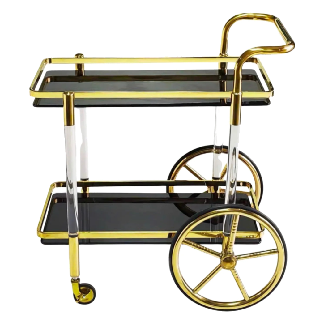 Xe Đẩy Quầy Bar Cart Hemingway Trolley Black Mirror 54x87x85 - Cậu Hai Home Decor