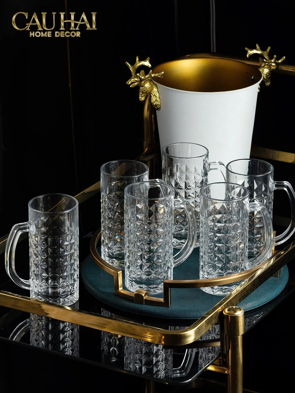 Maison Couture - Xô Đá Màu Trắng Golden Elk Ice Bucket White 5L-XÔ ĐÁ-Đối tác tại Trung Quốc theo từng đơn đặt hàng-CẬU HAI HOME DECOR